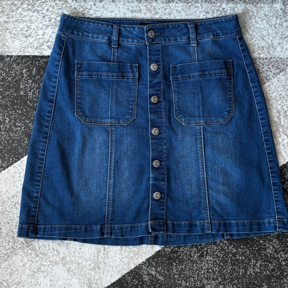 Kensie Jeans Denim Button-Front Skirt